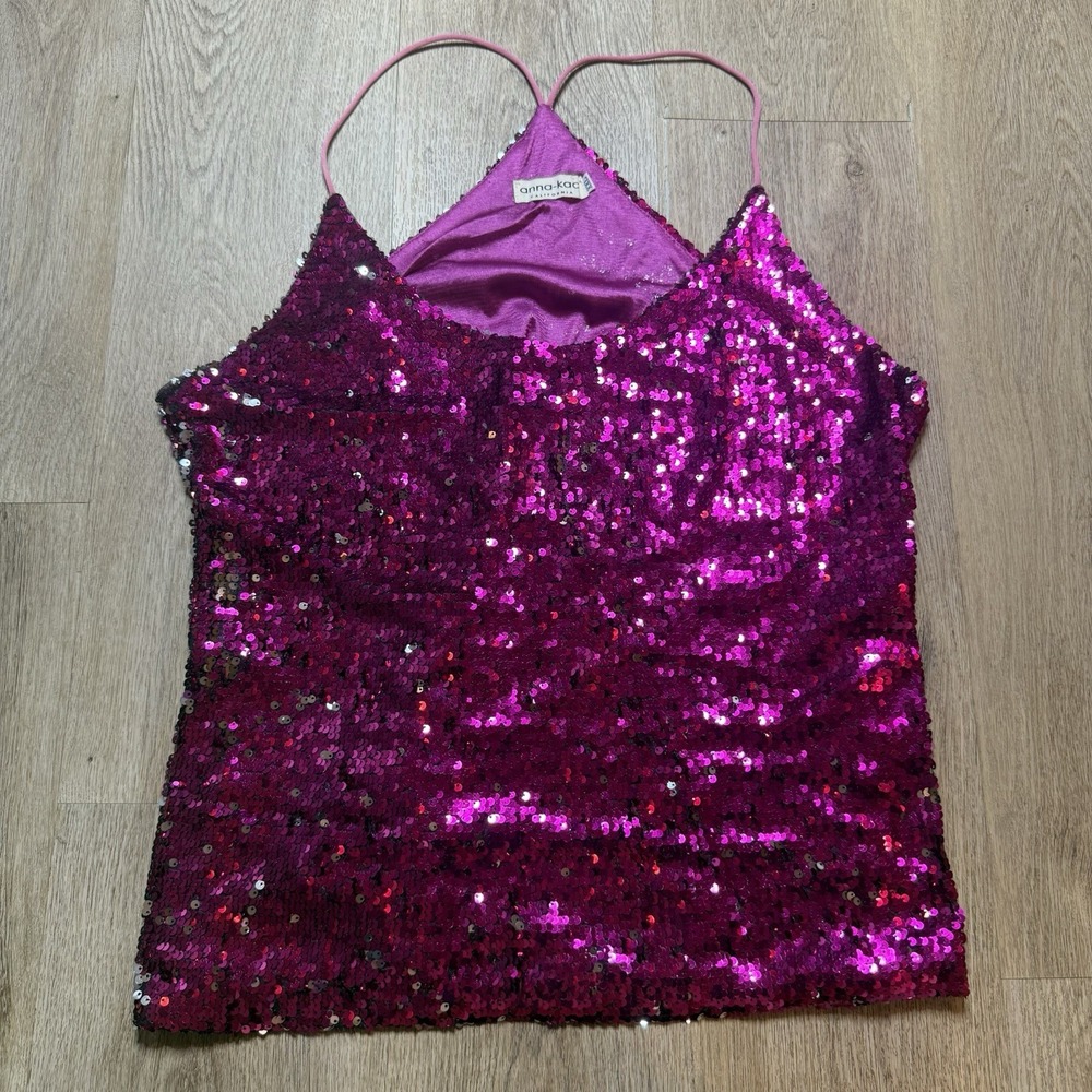 Anna-Kaci Pink‎ Sequin Top Sparkle & Shine Collection Size XXL